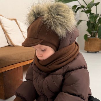 Žieminio šalmuko su BUMBULIUKAIS rinkinys su pirštinėmis