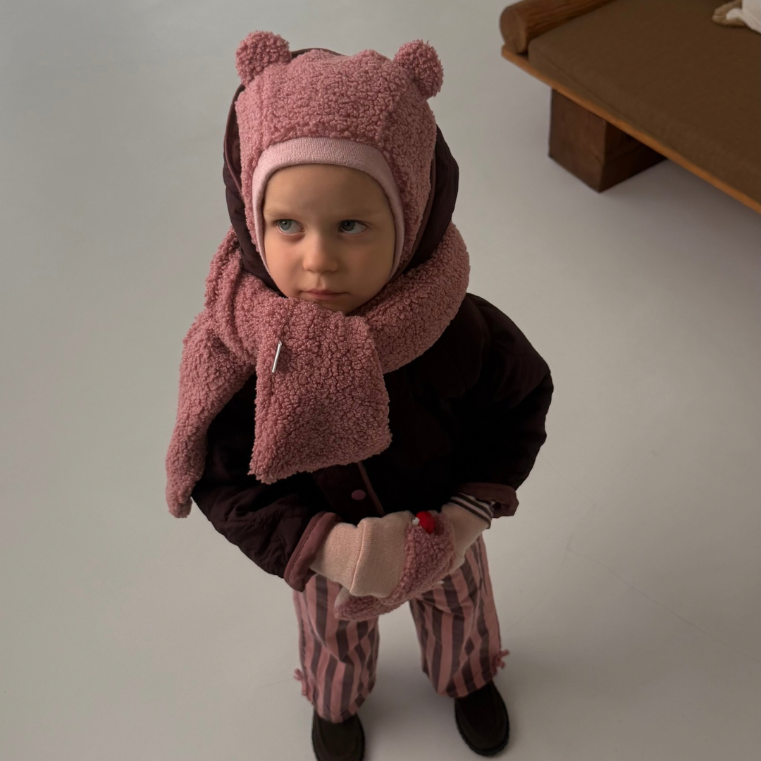 Žieminis Teddy šalmuko komplektas rinkinys su pirštinėmis - Image 9