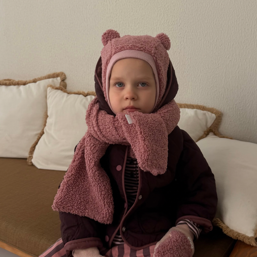 Žieminis Teddy šalmuko komplektas rinkinys su pirštinėmis - Image 8