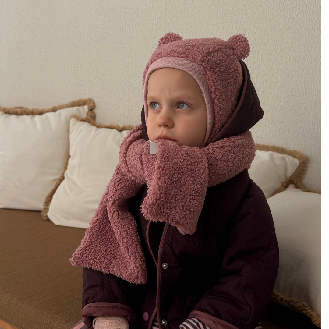 Žieminis Teddy šalmuko komplektas rinkinys su pirštinėmis - Image 2