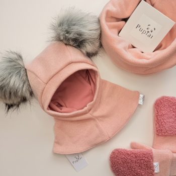 Žieminis šalmukas BUMBULIUKAI, rinkinys su pirštinėmis