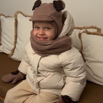 Žieminis šalmuko komplektas, rinkinys su pirštinėmis