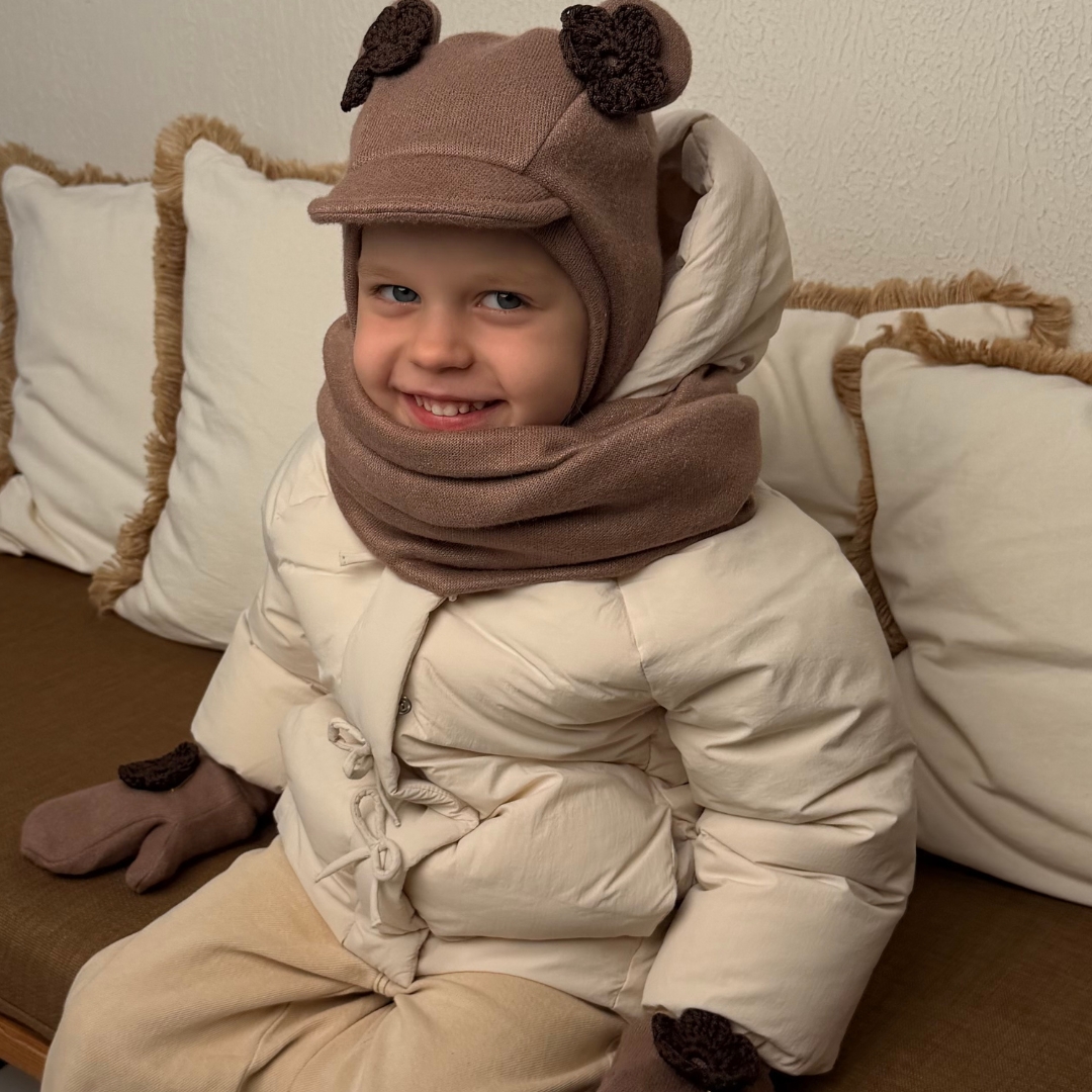 Žieminis šalmuko komplektas, rinkinys su pirštinėmis